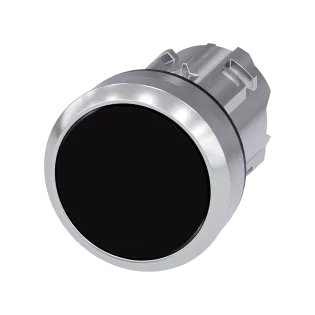 Siemens 3SU1050-0AB10-0AA0, Sirius ACT, Parlak Metal, Siyah, Yaylı Buton Kafası, 22mm