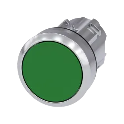 Siemens 3SU1050-0AB40-0AA0, Sirius ACT, Parlak Metal, Yeşil, Yaylı Buton Kafası, 22mm