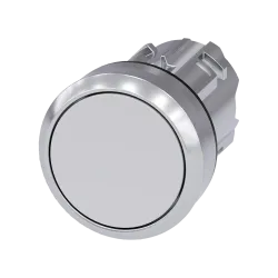 Siemens 3SU1050-0AB60-0AA0, Sirius ACT, Parlak Metal, Beyaz, Yaylı Buton Kafası, 22mm