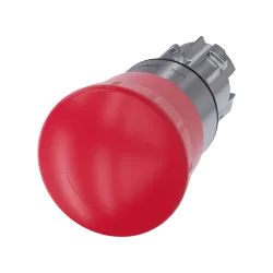 Siemens 3SU1050-1HB20-0AA0, Sirius ACT, Parlak Metal, Kırmızı, 40mm Mantar Kafalı, Çevir-Kur Acil Stop Buton Kafası, 22mm