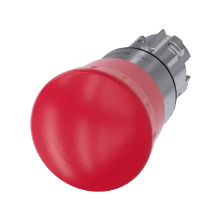 Siemens 3SU1050-1HB20-0AA0, Sirius ACT, Parlak Metal, Kırmızı, 40mm Mantar Kafalı, Çevir-Kur Acil Stop Buton Kafası, 22mm