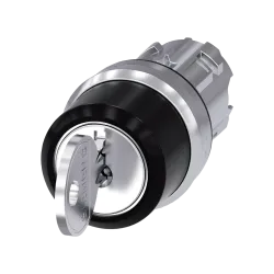 Siemens 3SU1050-4BM01-0AA0, Sirius ACT, Parlak Metal, Siyah, Kilitli Geri Dönüşlü Mandal Buton Kafası, 1-0-2 Konumlu, 22mm