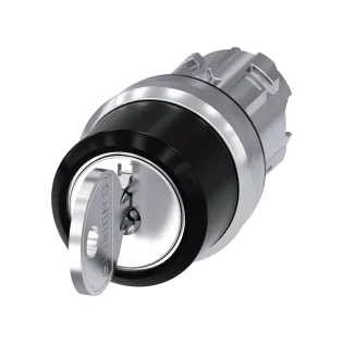 Siemens 3SU1050-4BM01-0AA0, Sirius ACT, Parlak Metal, Siyah, Kilitli Geri Dönüşlü Mandal Buton Kafası, 1-0-2 Konumlu, 22mm