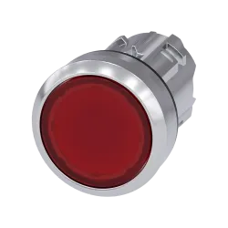 Siemens 3SU1051-0AB20-0AA0, Sirius ACT, Parlak Metal, Kırmızı, Işıklandırılabilir Yaylı Buton Kafası, 22mm