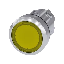 Siemens 3SU1051-0AB30-0AA0, Sirius ACT, Parlak Metal, Sarı, Işıklandırılabilir Yaylı Buton Kafası, 22mm