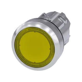 Siemens 3SU1051-0AB30-0AA0, Sirius ACT, Parlak Metal, Sarı, Işıklandırılabilir Yaylı Buton Kafası, 22mm