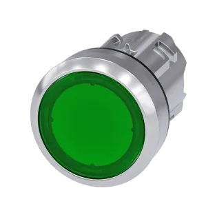 Siemens 3SU1051-0AB40-0AA0, Sirius ACT, Parlak Metal, Yeşil, Işıklandırılabilir Yaylı Buton Kafası, 22mm