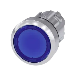 Siemens 3SU1051-0AB50-0AA0, Sirius ACT, Parlak Metal, Mavi, Işıklandırılabilir Yaylı Buton Kafası, 22mm