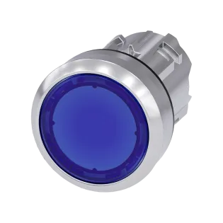 Siemens 3SU1051-0AB50-0AA0, Sirius ACT, Parlak Metal, Mavi, Işıklandırılabilir Yaylı Buton Kafası, 22mm
