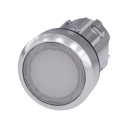 Siemens 3SU1051-0AB60-0AA0, Sirius ACT, Parlak Metal, Beyaz, Işıklandırılabilir Yaylı Buton Kafası, 22mm