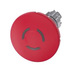 Siemens 3SU1051-1JB20-0AA0, Sirius ACT, Parlak Metal, Kırmızı, 60mm Mantar Kafalı, Işıklı Çevir-Kur Acil Stop Buton Kafası, 22mm