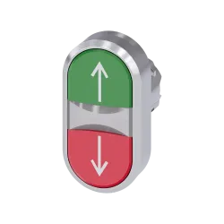 Siemens 3SU1051-3AB42-0AN0, Sirius ACT, Parlak Metal, Yukarı-Aşağı Ok Simgeli, Kırmızı-Yeşil, Çiftli Yaylı Buton Kafası, 22mm
