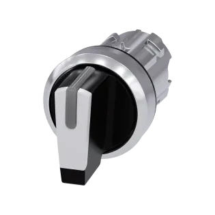 Siemens 3SU1052-2BL60-0AA0, Sirius ACT, Parlak Metal, Siyah, Işıklandırılabilir Mandal Buton Kafası, 1-0-2 Konumlu, 22mm