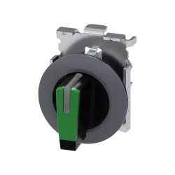 Siemens 3SU1062-2DM40-0AA0, Sirius ACT, Mat Metal, Yeşil, Geri Dönüşlü Mandal Buton Kafası, 1-0-2 Konumlu, 30mm