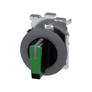 Siemens 3SU1062-2DM40-0AA0, Sirius ACT, Mat Metal, Yeşil, Geri Dönüşlü Mandal Buton Kafası, 1-0-2 Konumlu, 30mm