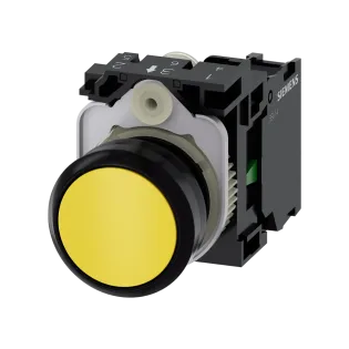 Siemens 3SU1100-0AB30-1BA0, Sirius ACT, Plastik, Sarı, Yaylı Buton, 1NA, 22mm