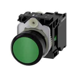 Siemens 3SU1100-0AB40-1BA0, Sirius ACT, Plastik, Yeşil, Yaylı Buton, 1NA, 22mm