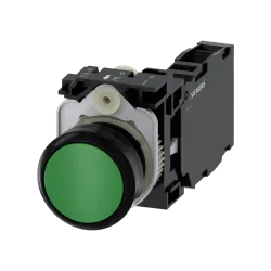 Siemens 3SU1100-0AB40-1FA0, Sirius ACT, Plastik, Yeşil, Yaylı Buton, 1NA+1NK, 22mm