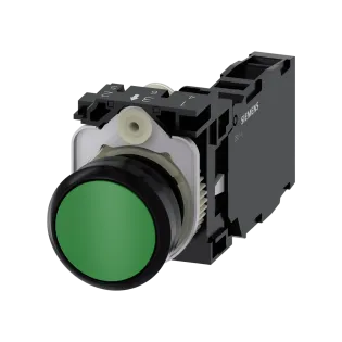 Siemens 3SU1100-0AB40-1FA0, Sirius ACT, Plastik, Yeşil, Yaylı Buton, 1NA+1NK, 22mm