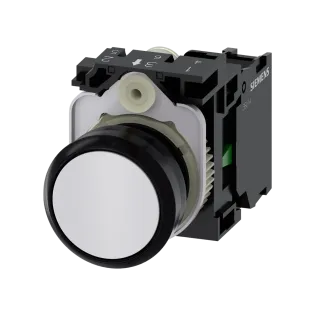 Siemens 3SU1100-0AB60-1BA0, Sirius ACT, Plastik, Beyaz, Yaylı Buton, 1NA, 22mm