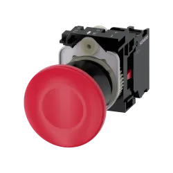 Siemens 3SU1100-1BA20-1CA0, Sirius ACT, Plastik, Kırmızı, 40mm Mantar Kafalı, Çek-Kur Acil Stop Butonu, 1NK, 22mm