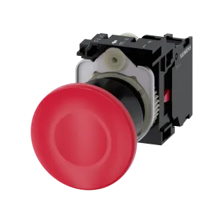 Siemens 3SU1100-1BA20-1CA0, Sirius ACT, Plastik, Kırmızı, 40mm Mantar Kafalı, Çek-Kur Acil Stop Butonu, 1NK, 22mm