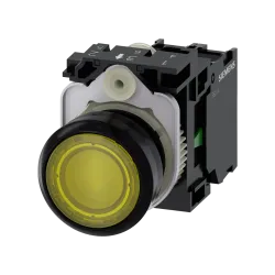 Siemens 3SU1102-0AB30-1BA0, Sirius ACT, Plastik, Sarı, Işıklı Yaylı Buton, 24 Volt AC/DC, 1NA, 22mm