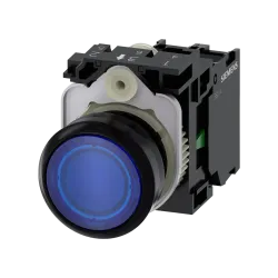Siemens 3SU1102-0AB50-1BA0, Sirius ACT, Plastik, Mavi, Işıklı Yaylı Buton, 24 Volt AC/DC, 1NA, 22mm