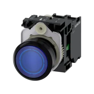 Siemens 3SU1106-0AB50-1BA0, Sirius ACT, Plastik, Mavi, Işıklı Yaylı Buton, 230 Volt AC, 1NA, 22mm