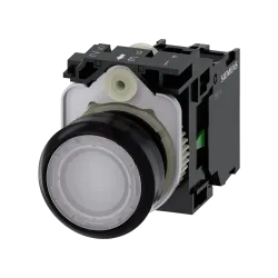 Siemens 3SU1106-0AB60-1BA0, Sirius ACT, Plastik, Beyaz, Işıklı Yaylı Buton, 230 Volt AC, 1NA, 22mm