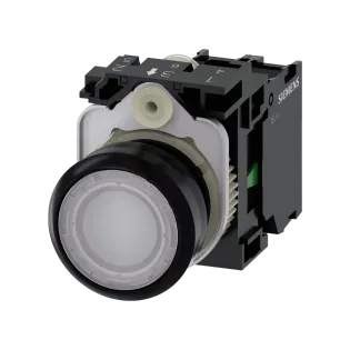 Siemens 3SU1106-0AB60-1BA0, Sirius ACT, Plastik, Beyaz, Işıklı Yaylı Buton, 230 Volt AC, 1NA, 22mm