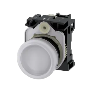 Siemens 3SU1106-6AA60-1AA0, Sirius ACT, Plastik, Beyaz, Sinyal Lambası, 230 Volt AC, 22mm