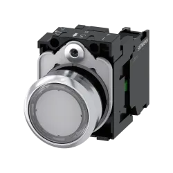 Siemens 3SU1150-0AB70-1BA0, Sirius ACT, Parlak Metal, Renksiz, Yaylı Buton, 1NA, 22mm