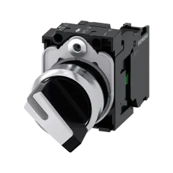 Siemens 3SU1150-2BF60-1BA0, Sirius ACT, Parlak Metal, Siyah, Mandal Buton, 0-1 Konumlu, 1NA, 22mm