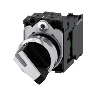 Siemens 3SU1150-2BF60-1BA0, Sirius ACT, Parlak Metal, Siyah, Mandal Buton, 0-1 Konumlu, 1NA, 22mm