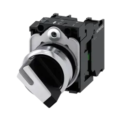 Siemens 3SU1150-2BF60-1MA0, Sirius ACT, Parlak Metal, Siyah, Mandal Buton, 0-1 Konumlu, 1NA+1NK, 22mm