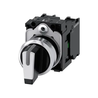 Siemens 3SU1150-2BM60-1NA0, Sirius ACT, Parlak Metal, Siyah, Geri Dönüşlü Mandal Buton, 1-0-2 Konumlu, 2NA, 22mm