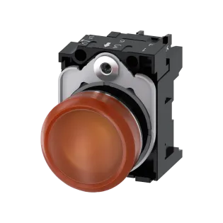 Siemens 3SU1152-6AA00-1AA0, Sirius ACT, Parlak Metal, Kehribar, Sinyal Lambası, 24 Volt AC/DC, 22mm