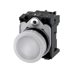 Siemens 3SU1152-6AA60-1AA0, Sirius ACT, Parlak Metal, Beyaz, Sinyal Lambası, 24 Volt AC/DC, 22mm