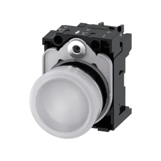 Siemens 3SU1152-6AA60-1AA0, Sirius ACT, Parlak Metal, Beyaz, Sinyal Lambası, 24 Volt AC/DC, 22mm