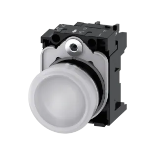 Siemens 3SU1156-6AA60-1AA0, Sirius ACT, Parlak Metal, Beyaz, Sinyal Lambası, 230 Volt AC, 22mm