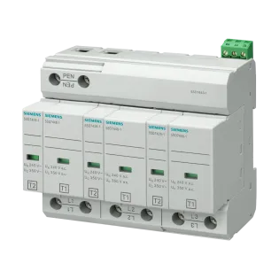 Siemens 5SD7443-1, Sentron 5SD, Kartuşlu Tip, AG Parafudr, 3 Kutuplu, Tip 1+Tip 2, B ve C Sınıfı, 75 kA