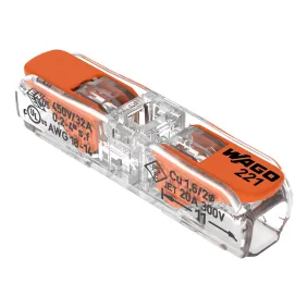 Wago 221-2411, 221 Serisi, 2x4 mm² Tırnaklı Hat Tipi Buat Klemensi