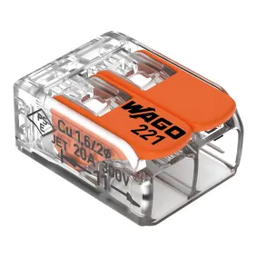 Wago 221-412, 221 Serisi, 2x4 mm² Tırnaklı Buat Klemensi