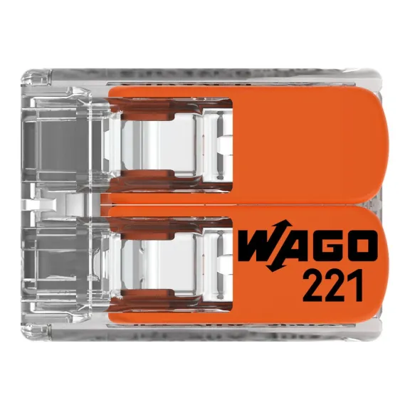 Wago 221-412, 221 Serisi, 2x4 mm² Tırnaklı Buat Klemensi