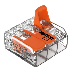 Wago 221-413, 221 Serisi, 3x4 mm² Tırnaklı Buat Klemensi
