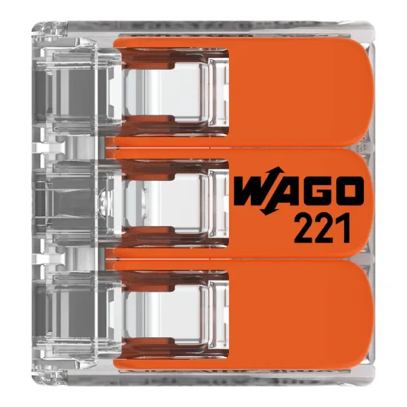 Wago 221-413, 221 Serisi, 3x4 mm² Tırnaklı Buat Klemensi