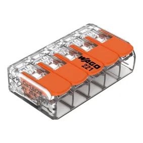 Wago 221-415, 221 Serisi, 5x4 mm² Tırnaklı Buat Klemensi